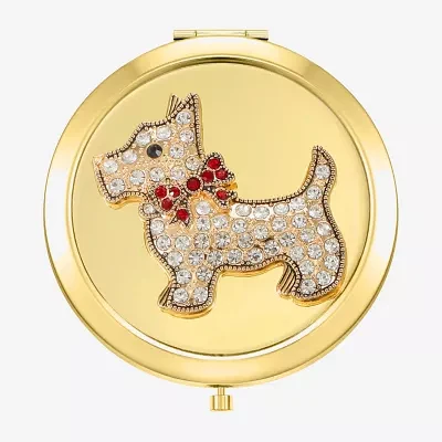 Monet Jewelry Gold Tone Dog Gold Tone Compact Mirror