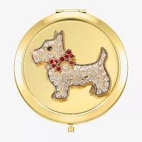 Monet Jewelry Gold Tone Dog Gold Tone Compact Mirror