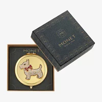 Monet Jewelry Gold Tone Dog Gold Tone Compact Mirror