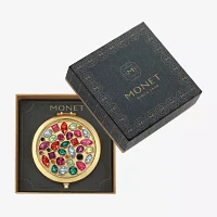 Monet Jewelry Gold Tone Multi Gems Gold Tone Compact Mirror