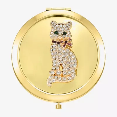 Monet Jewelry Gold Tone Cat Gold Tone Compact Mirror