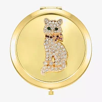 Monet Jewelry Gold Tone Cat Gold Tone Compact Mirror