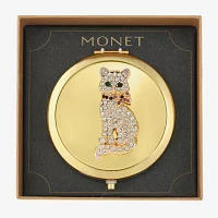 Monet Jewelry Gold Tone Cat Gold Tone Compact Mirror