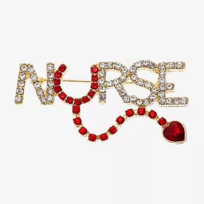 Monet Jewelry Nurse Red Glass Pin