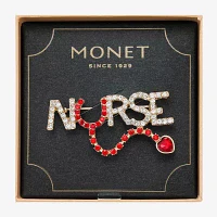 Monet Jewelry Nurse Red Glass Pin