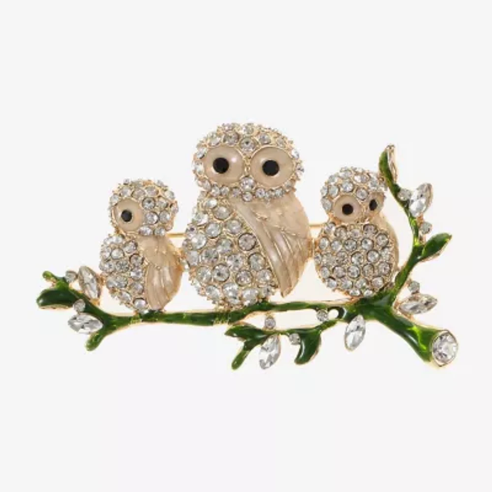 Monet Jewelry Owls Glass Pin