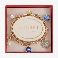 Monet Jewelry Glass Link Angel Snowflake Charm Bracelet