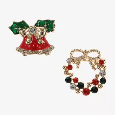Monet Jewelry Wreath Multi Color Glass Pin