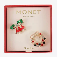 Monet Jewelry Wreath Multi Color Glass Pin