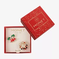 Monet Jewelry Wreath Multi Color Glass Pin