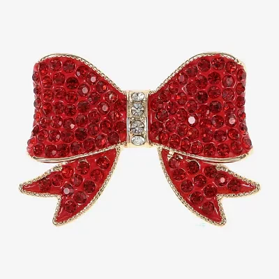 Monet Jewelry Red Glass Bow Pin