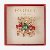 Monet Jewelry Reindeer Glass Pin