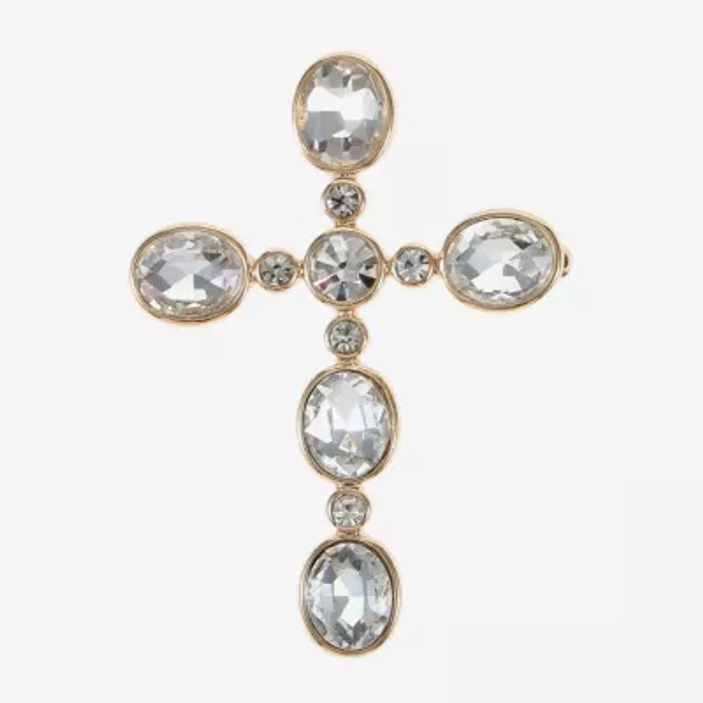 Monet Jewelry Glass Cross Pin