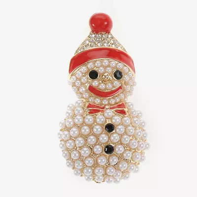 Monet Jewelry Snowman Glass Pin