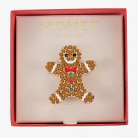 Monet Jewelry Gingerbread Man Multi Color Glass Pin