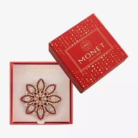 Monet Jewelry Poinsettia Glass Flower Pin