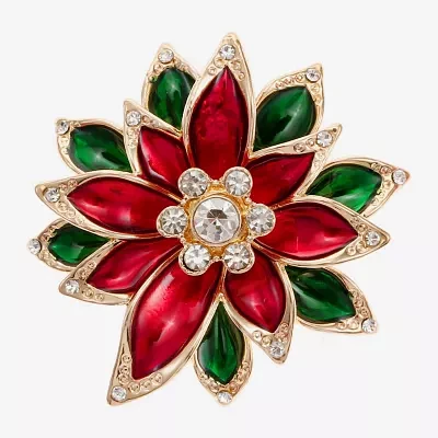 Monet Jewelry Poinsettia Multi Color Glass Flower Pin