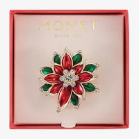 Monet Jewelry Poinsettia Multi Color Glass Flower Pin