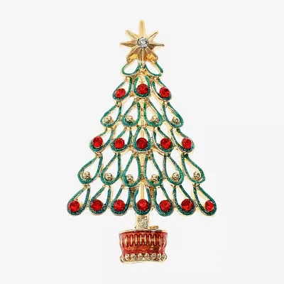 Monet Jewelry Christmas Tree Glass Pin