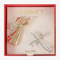 Monet Jewelry Angel Glass Cross Pin