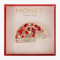 Monet Jewelry Santa Hat Red Glass Pin