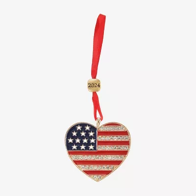 Monet Jewelry American Flag Heart Christmas Ornament