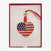 Monet Jewelry American Flag Heart Christmas Ornament