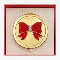 Monet Jewelry Gold Tone Bow Compact Mirror