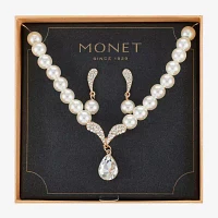 Monet Jewelry Collar Necklace And Drop Earring 2-pc. Glass Simulated Pearl Jewelry Set