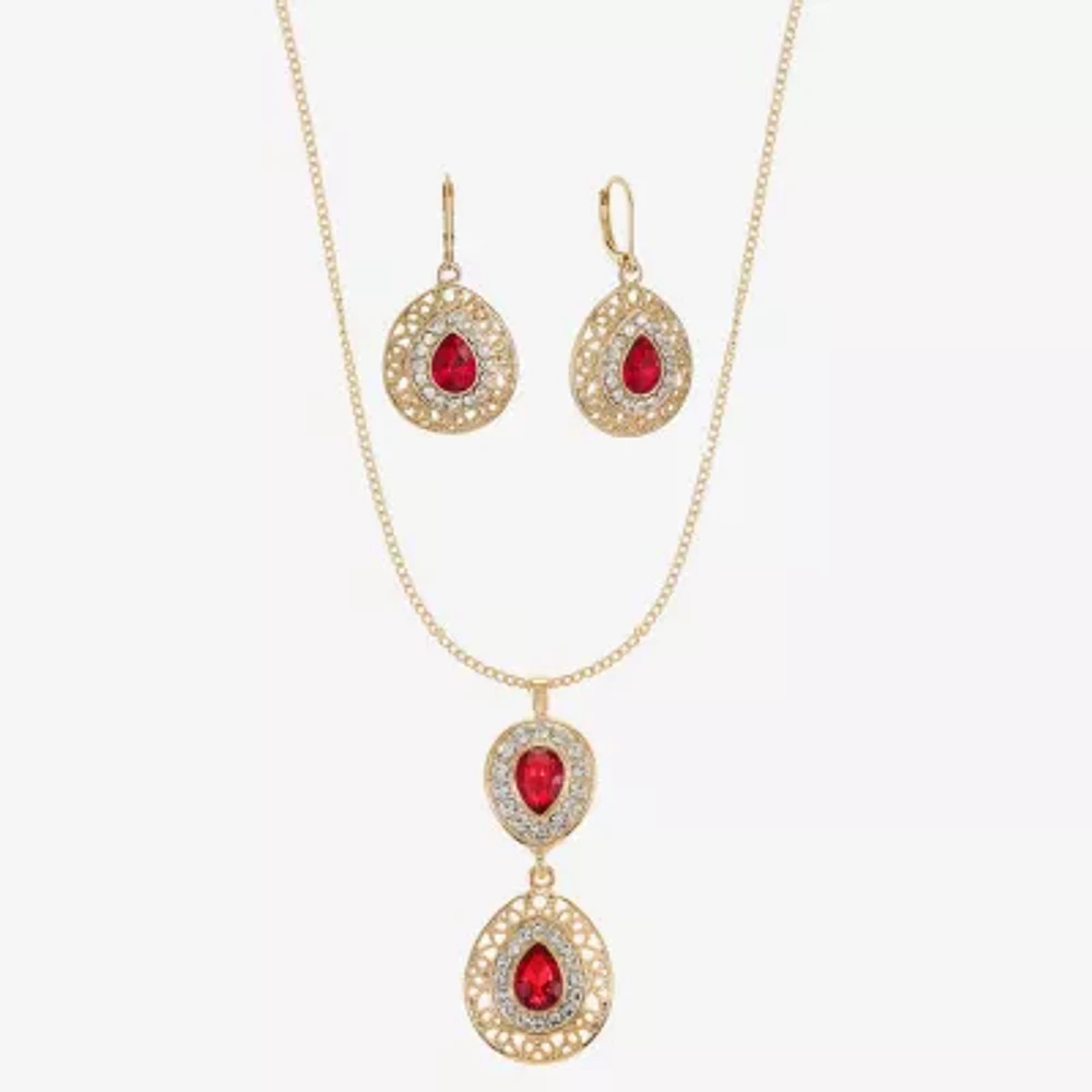 Monet Jewelry Pendant Necklace And Drop Earring 2-pc. Glass Set