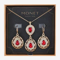 Monet Jewelry Pendant Necklace And Drop Earring 2-pc. Glass Set