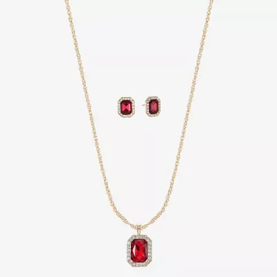 Monet Jewelry Pendant Necklace And Stud Earring 2-pc. Glass Jewelry Set