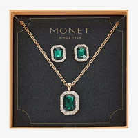 Monet Jewelry Pendant Necklace And Stud Earring 2-pc. Glass Set