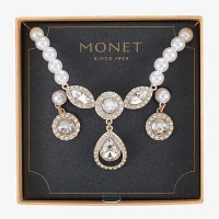 Monet Jewelry Y Necklace And Drop Earring Womens Glass Simulated Pearl 2-pc. Jewelry Set