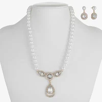 Monet Jewelry Y Necklace And Drop Earring Womens Glass Simulated Pearl 2-pc. Jewelry Set