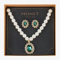 Monet Jewelry Pendant Necklace And Stud Earring 2-pc. Glass Simulated Pearl Round Set