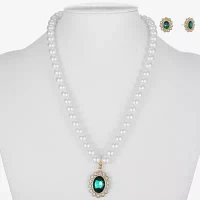 Monet Jewelry Pendant Necklace And Stud Earring 2-pc. Glass Simulated Pearl Round Set