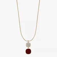 Monet Jewelry Gold Tone Womens Glass Cushion 18 Inch Pendant Necklace