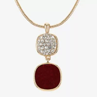 Monet Jewelry Gold Tone Womens Glass Cushion 18 Inch Pendant Necklace