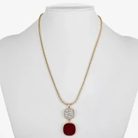 Monet Jewelry Gold Tone Womens Glass Cushion 18 Inch Pendant Necklace