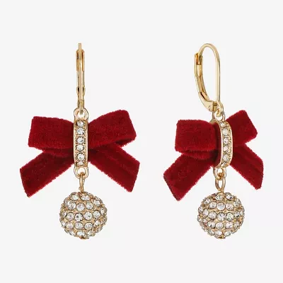 Monet Jewelry Gold Tone Womens Glass Bow Drop Earrings