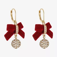 Monet Jewelry Gold Tone Womens Glass Bow Drop Earrings