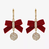 Monet Jewelry Gold Tone Womens Glass Bow Drop Earrings