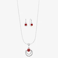 Monet Jewelry Silver Tone Pendant Necklace And Drop Earring 2-pc. Glass Simulated Pearl Round Jewelry Set