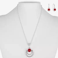 Monet Jewelry Silver Tone Pendant Necklace And Drop Earring 2-pc. Glass Simulated Pearl Round Jewelry Set