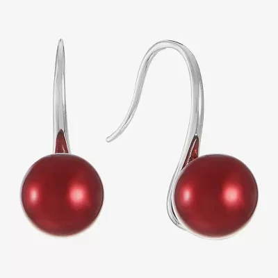 Monet Jewelry Silver Tone Simulated Pearl Round Drop Earrings