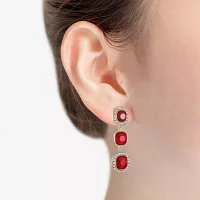 Monet Jewelry Linear Womens Blue Glass Cushion Hypoallergenic Drop Earrings