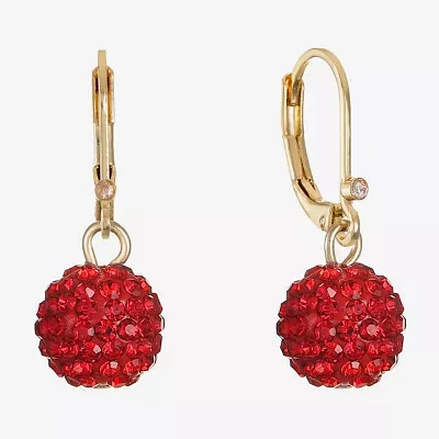 Monet Jewelry Gold Tone Womens Red Glass Round Drop Earrings