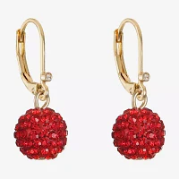 Monet Jewelry Gold Tone Womens Red Glass Round Drop Earrings