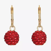 Monet Jewelry Gold Tone Womens Red Glass Round Drop Earrings